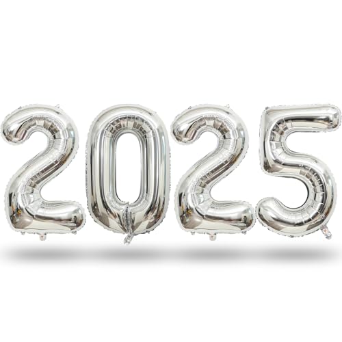 Silber 2025 Silvester Deko, 40 Zoll Folienballon Zahl 2025 Silvester Party Ballons Set, Luftballons Zahlen 2025 Abschluss für Männ Frau Neujahr Abschlussball Weihnachten Silvesterparty Dekoration Silber 2025 Silvester Deko, 40 Zoll Folienballon Zahl 2025 Silvester Party Ballons Set, Luftballons Zahlen 2025 Abschluss für Männ Frau Neujahr Abschlussball Weihnachten Silvesterparty Dekoration von Lingqiang