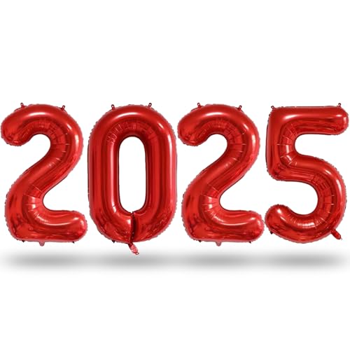 Silvester Deko 2025 Party Set, 40 Zoll Riesige Rot Zahlen 2025 Folienballons, Zahlen 2025 Helium Ballons Neujahr Luftballons Deko für Mann Frau Abschluss Abschlussball Weihnachten Party Dekoration Silvester Deko 2025 Party Set, 40 Zoll Riesige Rot Zahlen 2025 Folienballons, Zahlen 2025 Helium Ballons Neujahr Luftballons Deko für Mann Frau Abschluss Abschlussball Weihnachten Party Dekoration von Lingqiang