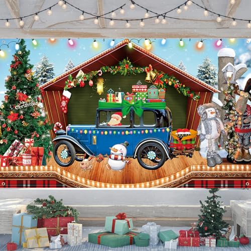 Weihnachten Banner Outdoor, Große Stoff Weihnachts Geschenk LKW Garage Hintergrund Banner, Weihnachtsbanner Weihnachtsdeko Christmas Banner für Draußen Wand Aussen Neujahr Party Deko, 185 x 110 cm Weihnachten Banner Outdoor, Große Stoff Weihnachts Geschenk LKW Garage Hintergrund Banner, Weihnachtsbanner Weihnachtsdeko Christmas Banner für Draußen Wand Aussen Neujahr Party Deko, 185 x 110 cm von Lingqiang