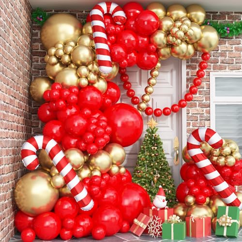 Weihnachten Deko Luftballon Girlande Rot Gold, 109 Stück Rot Metallic Gold Weihnachts Ballon Girlande Set mit Zuckerstangen Folienballons für Innen Outdoor Weihnachtsdeko Christmas Xmas Party Deko Weihnachten Deko Luftballon Girlande Rot Gold, 109 Stück Rot Metallic Gold Weihnachts Ballon Girlande Set mit Zuckerstangen Folienballons für Innen Outdoor Weihnachtsdeko Christmas Xmas Party Deko von Lingqiang
