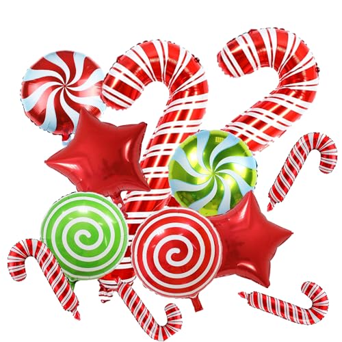 Weihnachten Folienballons Set, Große Weihnachts Deko Süßigkeiten Zuckerstangen Stern Helium Ballons, Rot Grün Weihnachtsdeko Bonbon Candy Luftballons für Kinder Christmas Candyland Party Dekoration Weihnachten Folienballons Set, Große Weihnachts Deko Süßigkeiten Zuckerstangen Stern Helium Ballons, Rot Grün Weihnachtsdeko Bonbon Candy Luftballons für Kinder Christmas Candyland Party Dekoration von Lingqiang