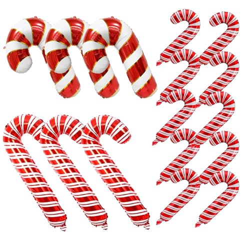 Weihnachten Zuckerstangen Luftballons Set, 16 Stück Weihnachts Helium Ballons Zuckerstange Folienballons in 3 Stilen, Rot Weiß Weihnachtsdeko Candy Cane Ballons für Candyland Christmas Party Deko Weihnachten Zuckerstangen Luftballons Set, 16 Stück Weihnachts Helium Ballons Zuckerstange Folienballons in 3 Stilen, Rot Weiß Weihnachtsdeko Candy Cane Ballons für Candyland Christmas Party Deko von Lingqiang
