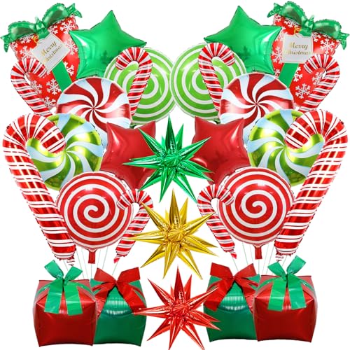 Weihnachts Helium Ballons, 30 Stk Weihnachten Deko Luftballons Set Süßigkeiten Zuckerstangen Geschenkbox Explosion Stern Folienballons, Weihnachtsdeko Ballons für Kinder Christmas Party Dekoration Weihnachts Helium Ballons, 30 Stk Weihnachten Deko Luftballons Set Süßigkeiten Zuckerstangen Geschenkbox Explosion Stern Folienballons, Weihnachtsdeko Ballons für Kinder Christmas Party Dekoration von Lingqiang