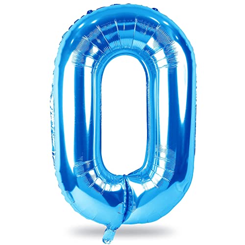 Zahlen Luftballon 0-9 Blau, Groß Folienballon Zahl 0, 40 Zoll Groß Zahlenballon 0 Helium Ballon, 101cm XXL Luftballon 0 Geburtstag Deko für Junge Mann 10. Geburtstagsdeko Jubiläum Party Dekoration von Lingqiang