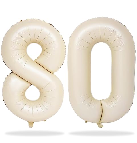 Zahlen Luftballon 80 Beige, 101 cm XXL Sandweiß Folienballon Zahl 80 für Frauen, Riesen Boho Luftballons 80. Geburtstag Deko, Nummer 8 & 0 Geburtstagsdeko Helium Ballon für 80 Jahre Mann Frau Zahlen Luftballon 80 Beige, 101 cm XXL Sandweiß Folienballon Zahl 80 für Frauen, Riesen Boho Luftballons 80. Geburtstag Deko, Nummer 8 & 0 Geburtstagsdeko Helium Ballon für 80 Jahre Mann Frau von Lingqiang