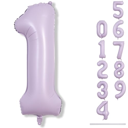 Zahlen Luftballon Flieder, 101cm Groß Pastell Lila Folienballon Zahl 1, 40 Zoll Hell Lilac Zahlenballon 1 Helium Ballon 1. Geburtstag für 1 Jahre Mädchen Babyparty Geburtstagsdeko Jubiläum Party Deko Zahlen Luftballon Flieder, 101cm Groß Pastell Lila Folienballon Zahl 1, 40 Zoll Hell Lilac Zahlenballon 1 Helium Ballon 1. Geburtstag für 1 Jahre Mädchen Babyparty Geburtstagsdeko Jubiläum Party Deko von Lingqiang