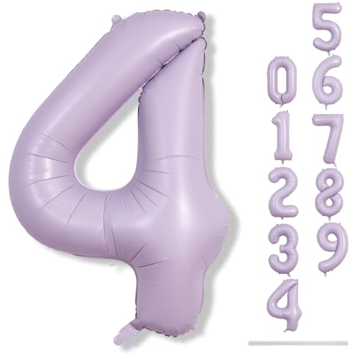 Zahlen Luftballon Hell Lila, 101cm Flieder Folienballon Zahl 4, 40 Zoll Pastell Lila Zahlenballon 4 Helium Ballon, Luftballon 4. Geburtstag für 4 Jahre Mädchen Geburtstagsdeko Frau Jubiläum Party Deko Zahlen Luftballon Hell Lila, 101cm Flieder Folienballon Zahl 4, 40 Zoll Pastell Lila Zahlenballon 4 Helium Ballon, Luftballon 4. Geburtstag für 4 Jahre Mädchen Geburtstagsdeko Frau Jubiläum Party Deko von Lingqiang