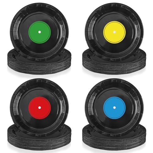 Pappteller, 50er-Jahre-Party, dekorative Teller, 22,9 cm, Einweggeschirr, Dekoration für 50er-Jahre-Retro-Schallplatten, Musik-Partyzubehör, 1950er-Geburtstag, Jahrestag, Party-Dekorationen, 100 Stück Pappteller, 50er-Jahre-Party, dekorative Teller, 22,9 cm, Einweggeschirr, Dekoration für 50er-Jahre-Retro-Schallplatten, Musik-Partyzubehör, 1950er-Geburtstag, Jahrestag, Party-Dekorationen, 100 Stück von Lingringdcy
