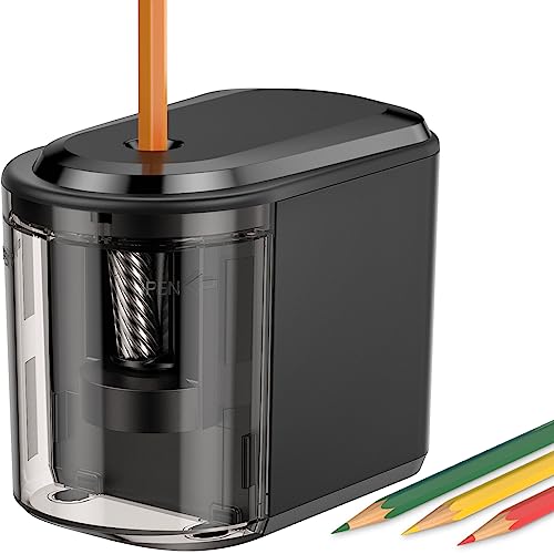 Link Dream Elektrischer Spitzer Stärkere Spiralklinge Automatischer Anspitzer Automatischer Stopp für 6–8 mm Nr. 2/Buntstifte Batterie, USB-betriebener, im Klassenzimmer, Büro, Zuhause,Schwarz, PS-05 von Link Dream