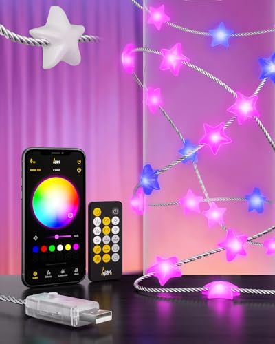 Dekorative Lichter, 7m, 100 RGB Schlau LED Sternlichterketten, USB betriebene Lichterketten mit transparentem gedrehtem Draht, Fernbedienung und APP-Steuerung, für das Heimbüro Dekorative Lichter, 7m, 100 RGB Schlau LED Sternlichterketten, USB betriebene Lichterketten mit transparentem gedrehtem Draht, Fernbedienung und APP-Steuerung, für das Heimbüro von LinkedSparx