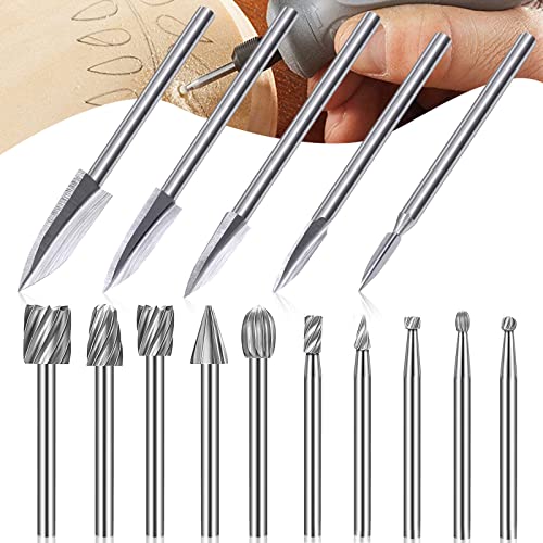 15 StüCk Hartmetall FräSstifte Set, HSS FräSstifte Schleifbohrer mit 3 mm Schaft für Holz Gravieren, Schnitzen, Bohren, Skulptur Passend für Dremel Multifunktionswerkzeug von Linkstyle