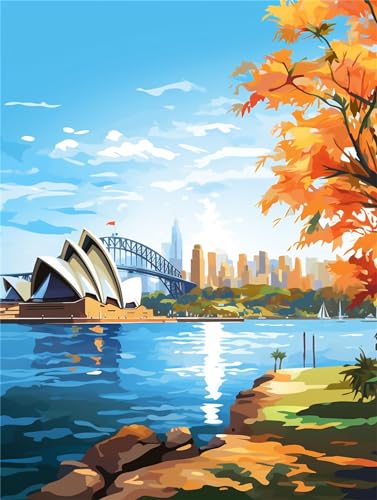 Malen Nach Zahlen Erwachsene, DIY Malen Nach Zahlen Sydney Handgemalt Ölgemälde Kit für Anfänger und Erwachsene, Landschaft Malerei Bastelset, Wohnzimmer Wanddekor Mit Acrylfarben und Pinseln 30x40cm Malen Nach Zahlen Erwachsene, DIY Malen Nach Zahlen Sydney Handgemalt Ölgemälde Kit für Anfänger und Erwachsene, Landschaft Malerei Bastelset, Wohnzimmer Wanddekor Mit Acrylfarben und Pinseln 30x40cm von Linncen