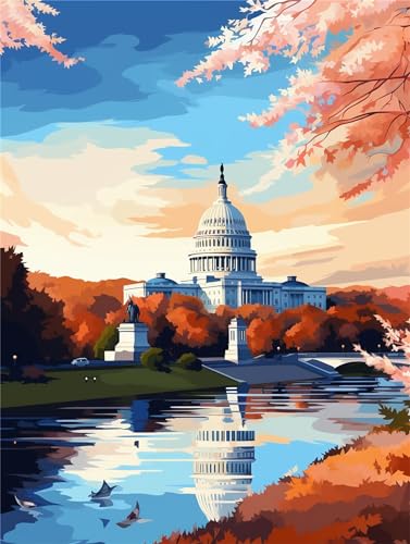 Malen Nach Zahlen Erwachsene, DIY Malen Nach Zahlen Washington Handgemalt Ölgemälde Kit für Anfänger und Erwachsene, Landschaft Malerei Bastelset, Dekor Wohnzimmer Mit Acrylfarben und Pinseln 30x40cm Malen Nach Zahlen Erwachsene, DIY Malen Nach Zahlen Washington Handgemalt Ölgemälde Kit für Anfänger und Erwachsene, Landschaft Malerei Bastelset, Dekor Wohnzimmer Mit Acrylfarben und Pinseln 30x40cm von Linncen