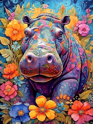 Nilpferd Diamond Painting Erwachsene, 5D Diamant Painting Bilder Blume, DIY Malen nach Zahlen Diamond Painting Kinder Anfänger, Cross Stickerei Diamant Malerei Kits für Deko Wohnzimmer 40x50cm N-0 Nilpferd Diamond Painting Erwachsene, 5D Diamant Painting Bilder Blume, DIY Malen nach Zahlen Diamond Painting Kinder Anfänger, Cross Stickerei Diamant Malerei Kits für Deko Wohnzimmer 40x50cm N-0 von Linncen