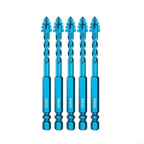 Linnkyfloa Steinbohrer-Set, 6 mm, 8 mm, 10 mm, 12 mm, vierschneidig, gezackte Hartmetall-Bits für Glas, Fliesen, Beton, Ziegel, Holz, Metall, Bohrungen (6 mm) von Linnkyfloa