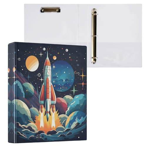 Linnyio Weltraum Cartoon Feuerte Rakete Ab 3 Drei-Ring-Ordner, Klemmbrett-Ordner mit Taschen, Für Schule, Büro, Lehrer Linnyio Weltraum Cartoon Feuerte Rakete Ab 3 Drei-Ring-Ordner, Klemmbrett-Ordner mit Taschen, Für Schule, Büro, Lehrer von Linnyio