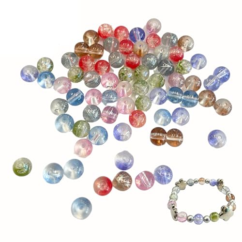 Glasperlen, rund, 8 mm, DIY-Schmuckzubehör, Geschenk für Perlen, sortiert (Glitzer-Silberfolie, 700 Stück) von Linpeng