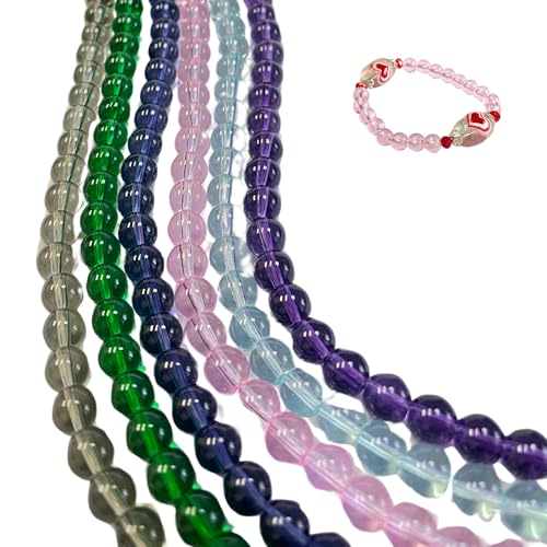 Glasperlen, rund, 8 mm, DIY-Schmuckzubehör, Geschenk für Perlen, sortiert (transparent) von Linpeng