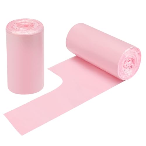 2 Rollen kleine Müllbeutel - 60 Stück robuste 12-15-Liter-Müllsäcke für Haushalt, Büro, Küche, Bad & Kinderzimmer (Rosa) von Linqzxz