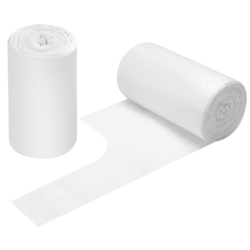 2 Rollen kleine Müllbeutel - 60 Stück robuste 12-15-Liter-Müllsäcke für Haushalt, Büro, Küche, Bad & Kinderzimmer (Weiß) von Linqzxz