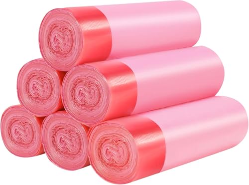 6 rollen seil kleine Müllbeutel, 15 liter seil kleine müllsäcke, die in der küche, dem bad, dem schlafzimmer, den häusern, im büro fallen. 120 Stück(Rosa) von Linqzxz