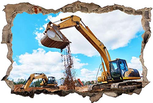 Wandaufkleber 3D Spiegel Ansicht Durchbrechen die Mauer Vinyl Wandsticker Bagger Baustelle Baumaschine Entfernbarer DIY Vinyl Wandtattoo für Wohnzimmer, Schlafzimmer,Kinderzimmer 53x80cm Wandaufkleber 3D Spiegel Ansicht Durchbrechen die Mauer Vinyl Wandsticker Bagger Baustelle Baumaschine Entfernbarer DIY Vinyl Wandtattoo für Wohnzimmer, Schlafzimmer,Kinderzimmer 53x80cm von Linyuan