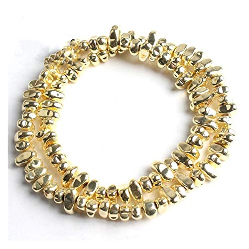 Linyuex 3-10mm Naturstein-Hämatit Unregelmäßige Kies Stein Spacer lose Perlen for die Schmucksachen, die DIY-Korn-Armband-Halskette 15 Zoll (Color : Gold) von Linyuex