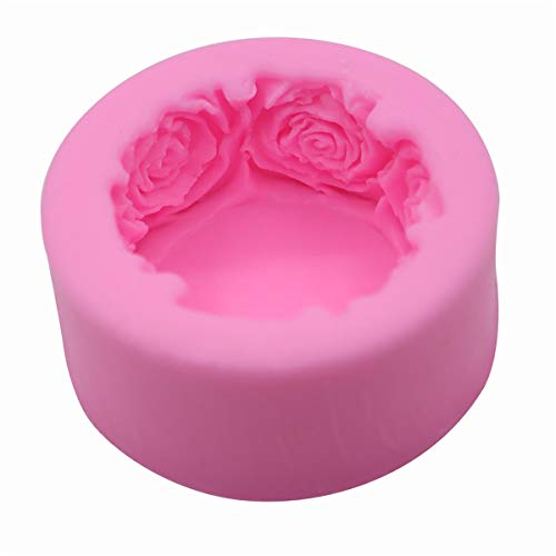 Linyuex 3D Runde Rose Blumen Form Silikon Seifenform DIY Handgemachte Seife Formen Seife Machen Fondant Kuchen Kerzenformen Handwerk Dekoration (Color : Pink) von Linyuex