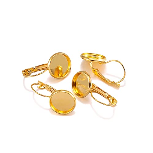 Linyuex 8 10 12 14 16 18 20 25 mm Hebel Cabochon Ohrring Einstellung Leerer Ohrring Base Cameo Beinels Tablett für Schmuckherstellung (Color : Gold, Size : 20mm x 10pcs) von Linyuex