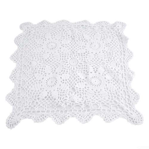 Countryside Vintage-Tischdecke, quadratisch, Vintage-Tischdecke, Deckchen, Baumwolle, Spitze, gehäkelt, Blumenmuster, Tischdecke für Zuhause, Hotel, Café (40 x 40 cm, Weiß) von Lioaeust