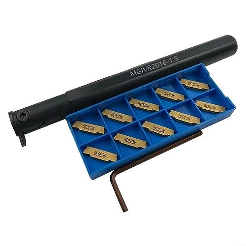 Lioaeust Hartmetall-Einsatz-Set, MGIVR2016-1.5 CNC-Innenrillen-Halter-Werkzeug+10 x MGMN150-G Hartmetalleinsatz für Halb-Finishing Lioaeust Hartmetall-Einsatz-Set, MGIVR2016-1.5 CNC-Innenrillen-Halter-Werkzeug+10 x MGMN150-G Hartmetalleinsatz für Halb-Finishing von Lioaeust