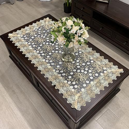 Lioaeust Rechteckige Vintage-Tischdecke, rechteckige Tischdecke, bestickt, Kaffeetischdecke für Zuhause, Café-Dekoration, 50 x 100 cm (4) von Lioaeust