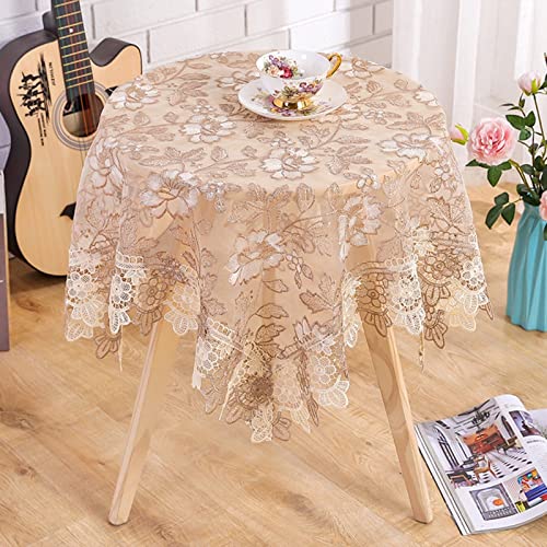 Lioaeust Runde Tischdecke, Spitzen-Blumen-Schreibtischschutz, dekorative Tischabdeckung, runde Tischdecke für Hochzeitstisch, 90 x 90 cm von Lioaeust