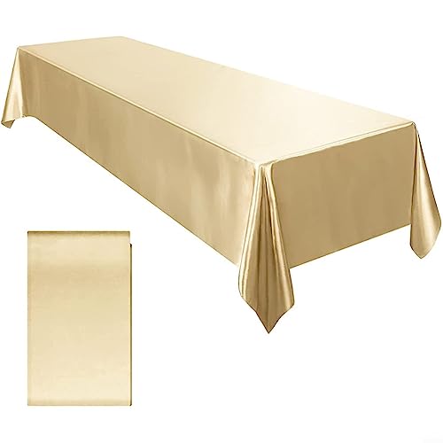 Lioaeust Satin-Tischdecke, 145 x 260 cm, rechteckig, wasserabweisend, Tischdecke für Bankett, Dekoration, Hochzeit, Esstisch (Champagner) von Lioaeust