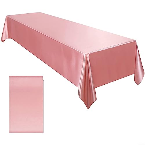 Lioaeust Satin-Tischdecke, 145 x 260 cm, rechteckig, wasserabweisend, Tischdecke für Bankett, Dekoration, Hochzeit, Esstisch (Rosa) von Lioaeust