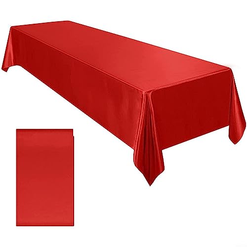 Lioaeust Satin-Tischdecke, 145 x 260 cm, rechteckig, wasserabweisend, Tischdecke für Bankett, Dekoration, Hochzeit, Esstisch (rot) von Lioaeust