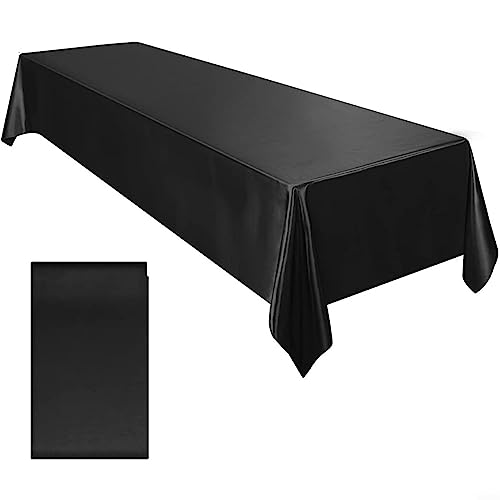 Lioaeust Satin-Tischdecke, 145 x 260 cm, rechteckig, wasserabweisend, Tischdecke für Bankett, Dekoration, Hochzeit, Esstisch (schwarz) von Lioaeust