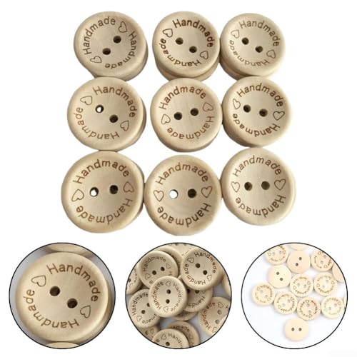 Nähen und Basteln macht Spaß mit 100 handgefertigten Holzknöpfen mit flacher Rückseite (15 mm) von Lioaeust