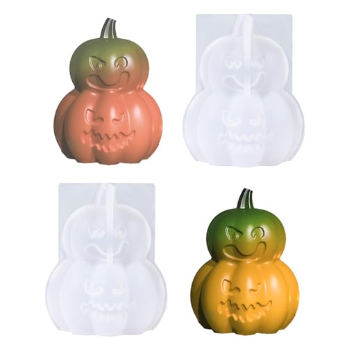 Halloween-Silikonform für Kerzenherstellung, 3D-Kürbisform für Epoxidharz, DIY-Seifenformen für Aromatherapie, Kerzen, Wachs, Gips, Modelliermasse, Dekoration, 2 Stück von Liobelon