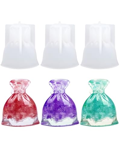 Liobelon 3 Stück Silikonform für Glücksbeutel, Mini-Segenbeutel, Epoxid-Anhängerform für Bastelarbeiten, Ornamente, Anhänger, Schlüsselanhänger, Schmuckherstellung von Liobelon