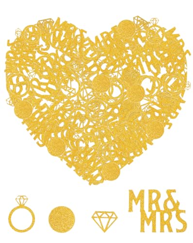 Liobelon 300 Stück Gold Hochzeit Konfetti, Glitzer Mr Mrs Gold Diamant Ring Tischkonfetti, Punkte Hochzeit Party Konfetti, Papier Streudeko für Zeremonie Jahrestag Valentinstag Liobelon 300 Stück Gold Hochzeit Konfetti, Glitzer Mr Mrs Gold Diamant Ring Tischkonfetti, Punkte Hochzeit Party Konfetti, Papier Streudeko für Zeremonie Jahrestag Valentinstag von Liobelon