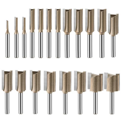 Lioggyet 20 Stück 1/4-Zoll-Schaft, 3-25 mm, gerader Messer-Router für Holzbearbeitung, Fräse, Schneidemaschine, Graviermaschine von Lioggyet