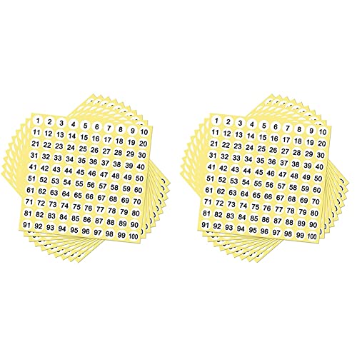 Lioggyet 200 Blatt mit Zahlenetiketten, gummierte Etiketten, 1-100 Zahlen, rund, 0,4 Zoll, kleine selbstklebende Zahlenetiketten für Büro von Lioggyet