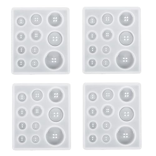 Lioggyet 4 x Silikonform für Bastelarbeiten, Knopfloch, Harzform, handgefertigt, mit Loch, Anhänger aus Epoxidharz, Ton von Lioggyet