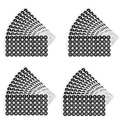 Lioggyet 80 Stück mit 1 und 50 gummierten Zahlenetiketten mit aufeinanderfolgenden Zahlen, selbstklebend, 2,5 cm (1 Zoll), zur Klassifizierung von Lagerbeständen von Lioggyet