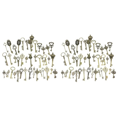 Lioggyet 92-teiliges Mix-Set im antiken Retro-Look, Messing, antik, Bronze, Vintage, Schlüssel für Charms Steampunk-Anhänger, Schmuck von Lioggyet