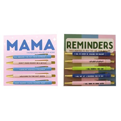 Lioggyet Mantra Kugelschreiber mit Erinnerung, Mama-Stifte, lustige wöchentliche Stifte, weiches Schreiben mit feiner Spitze, 2 Sets von Lioggyet