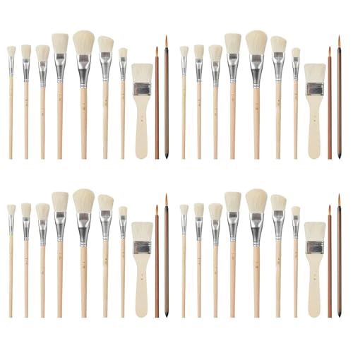Lioggyet Mopppinsel für Acrylfarben, 40 Stück, Emaillepinsel zum Mischen von Ziegenhaar, Keramik-Mopp-Pinsel-Set für Acrylfarbe Lioggyet Mopppinsel für Acrylfarben, 40 Stück, Emaillepinsel zum Mischen von Ziegenhaar, Keramik-Mopp-Pinsel-Set für Acrylfarbe von Lioggyet