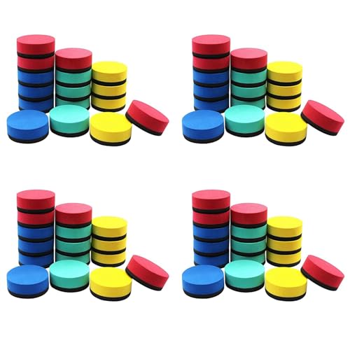Lioggyet Packung mit 64 Mini-Trockenlöschern, magnetischer Whiteboard-Reiniger, trocken abwischbar, 4 Farben, 5 x 5 cm von Lioggyet