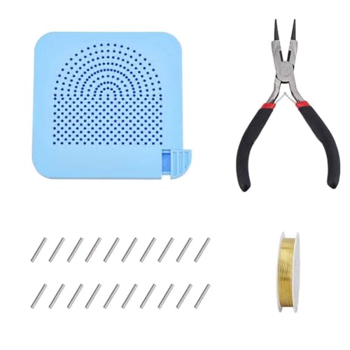 Lioggyet Schablonen-Set zum Formen von Schmuckdraht, Kunststoffplatte mit Legierungsstäben, Stahlschneider und Kupferdraht für Schmuckperlen, Blau Lioggyet Schablonen-Set zum Formen von Schmuckdraht, Kunststoffplatte mit Legierungsstäben, Stahlschneider und Kupferdraht für Schmuckperlen, Blau von Lioggyet